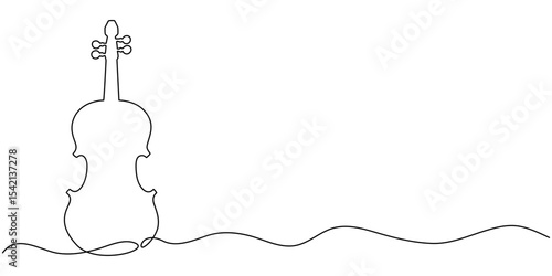 Violin continuous one line drawing. Classic violin music instrument single line art illustration. Editable vector, Violin One Line Drawing Silhouette Set | Musical Instrument Art Minimal Violin.