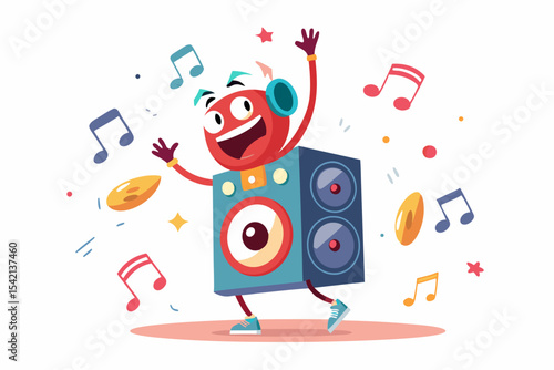 silly speaker dancing musical notes