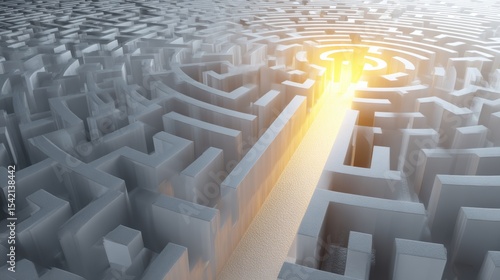 A conceptual image showing a maze with a bright pathway leading towards light, symbolizing clarity and hope.
