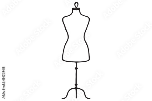 Minimalist line drawing of a mannequin with a slender form, emphasizing the fashion industry and design craftsmanship.