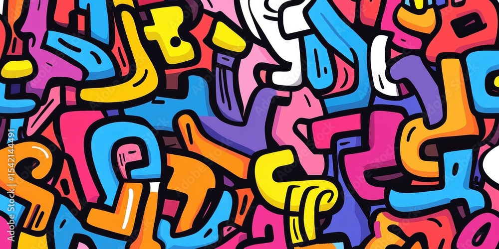 Obraz premium Vibrant, abstract, graffiti-style pattern