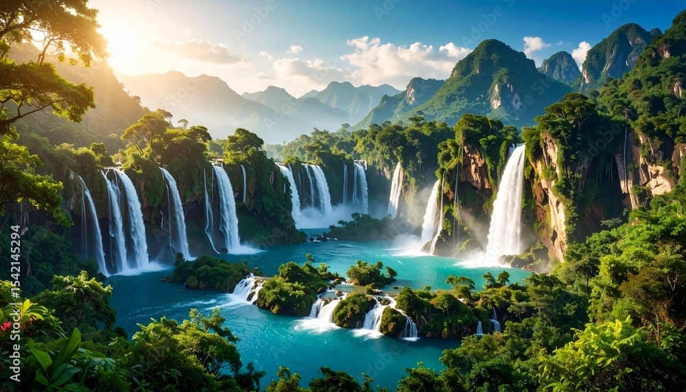 Naklejka premium waterfall in the mountains