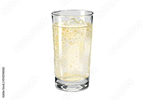 Refreshing Sparkling Citrus Drink in Glass - Summer Beverage Illustration clipart watercolor png, isolated on transparent background