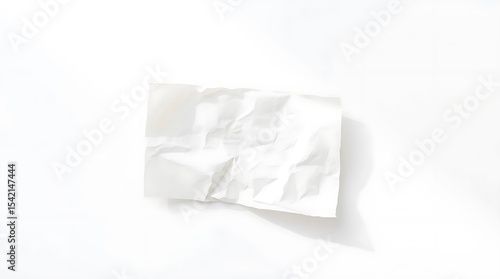 A single, slightly crumpled white paper napkin or tissue is positioned centrally on a stark white surface.