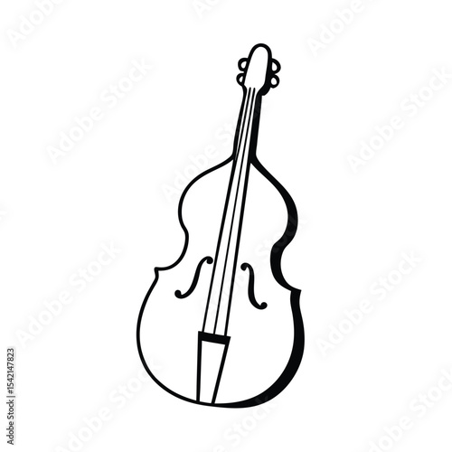 Silhouette of an upright double bass musical instrument vector graphic