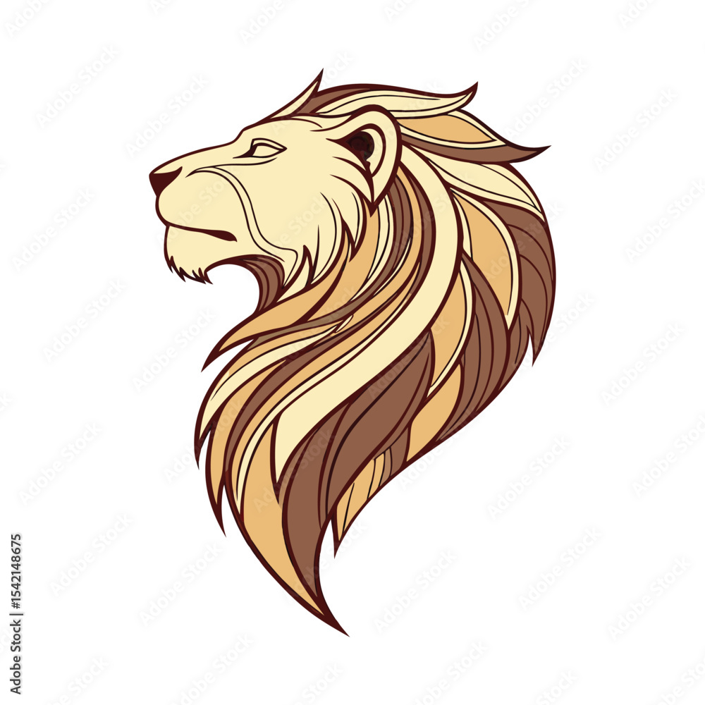 Obraz premium Stylized Lion Head Logo Vector Art