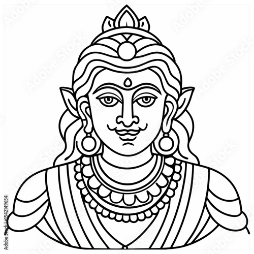 A vector of a Navratri god design outline
