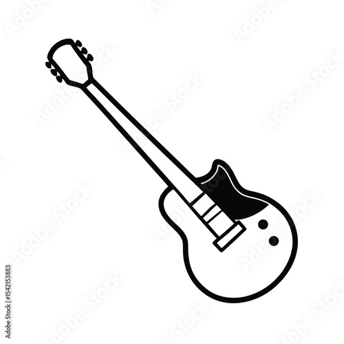 Rounded single cut les paul style guitar silhouette vector illustration for music design and branding projects