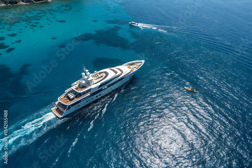 Wallpaper Mural Luxury Yacht Cruising the Azure Waters Aerial View of a Majestic Vessel Torontodigital.ca