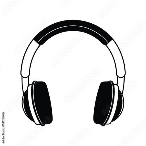 Studio monitor headphones silhouette with thick padding clean modern design for music audio and technology branding