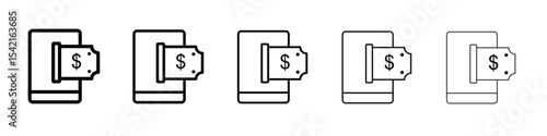 Send money smartphone icon Symbol concept for web design.simple line vector icon. logo illustration.