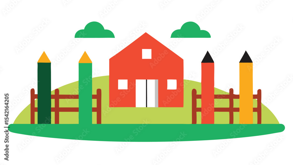 Fototapeta premium vector illustration of farm outdoor pens