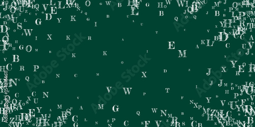 Scattered letters of latin alphabet. White chalk