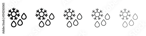 Snowflake droplets icon Symbol concept for web design.simple line vector icon. logo illustration.