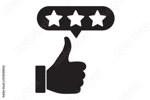 Customer review 5 stars rating with thumb up. Three Star Rating with thumbs up icon. Сustomer satisfaction icon. Reputation 5 stars icon with thumb up. 