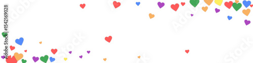 Rainbow colored scattered hearts. LGBT valentine
