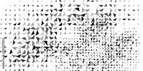 Abstract black and white background made of triangular shapes in a scattered pattern. Dynamic and geometric style ideal for modern design and tech visuals.