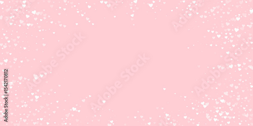 White hearts scattered on pink background.