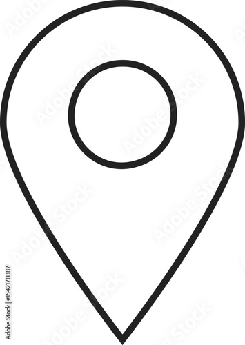 イラスト素材：マップのピン　ベクター　黒　線　black pin point. pin location icons.