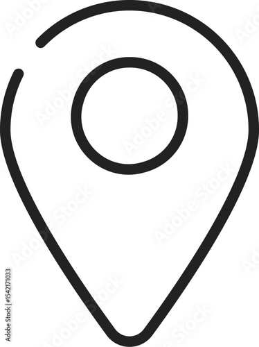 イラスト素材：マップのピン　ベクター　黒　線　black pin point. pin location icons.