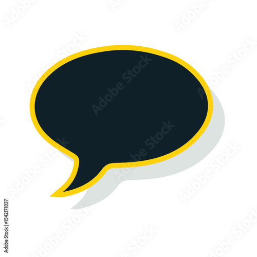 Yellow Shout Bubble Vector - Yellow Speech Balloon with Drop Shadow - Clean Graphic Element - 7