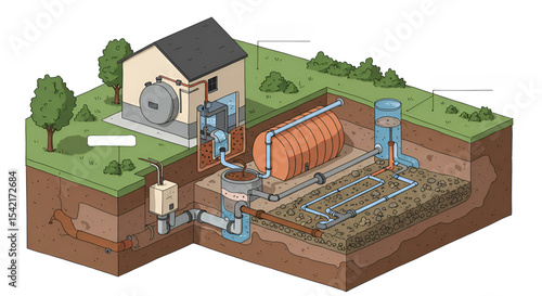 Septic System Diagram Illustration