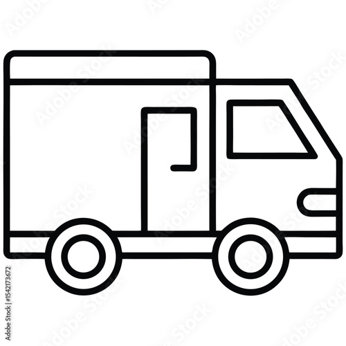 Minimal Line Icon of a Delivery Truck