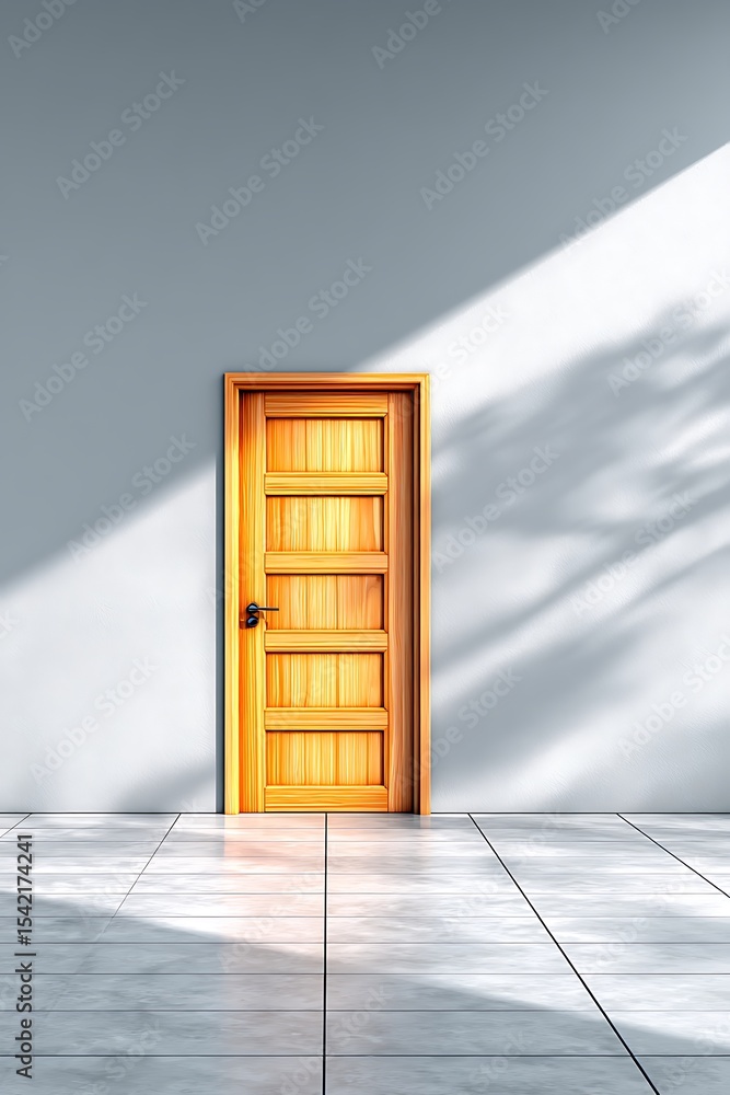 Interior room with door and sunlight Interior room with door and sunlight