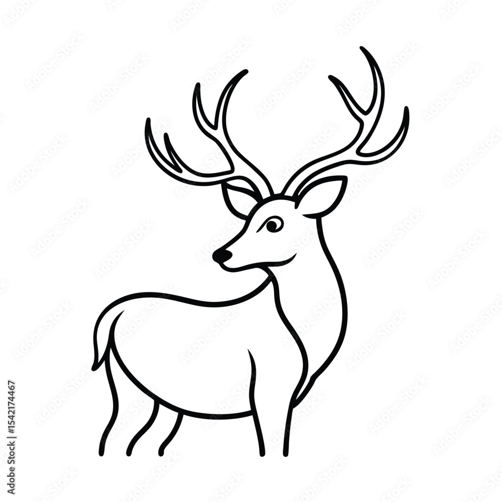 Fototapeta premium Line art illustration of a majestic deer