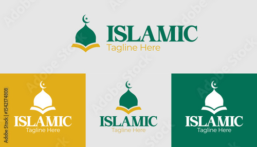 Holy book and dome Islamic logo concept