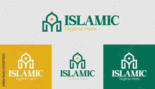Islamic logo with sun and mosque outline
