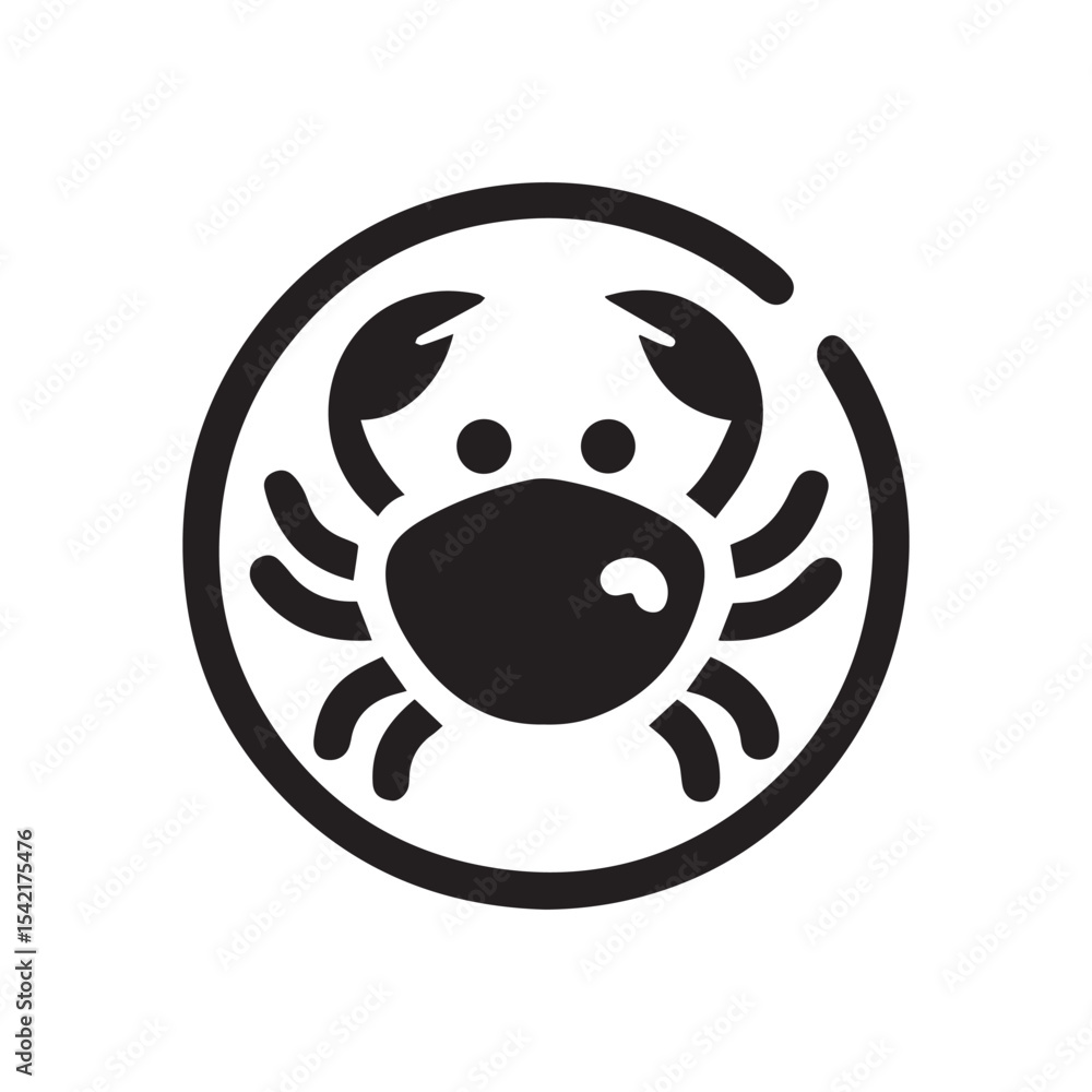 Fototapeta premium Crab silhouette vector illustration logo sticker
