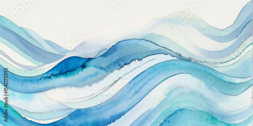 Abstract blue and white water ocean wave and curved line background. Blue wave with liquid fluid ocean texture. Ocean wave banner background