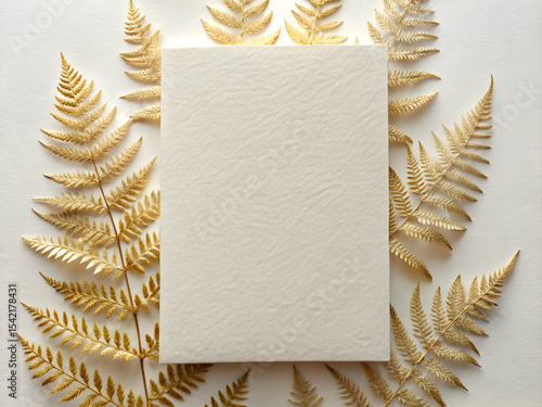 Ivory paper mockup with subtle letterpress and gold fern accents