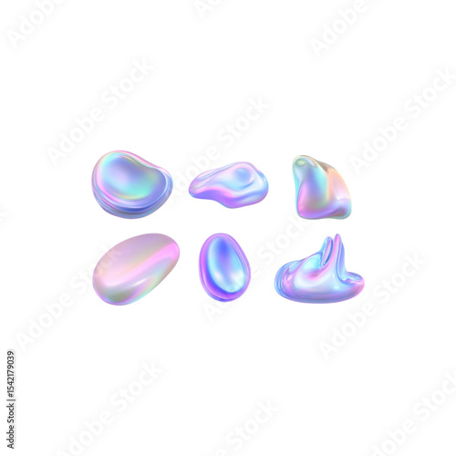  Set of Pastel Shapes Isolated on White Background