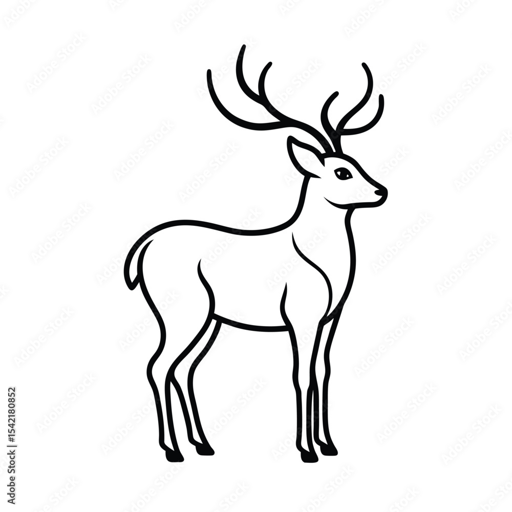 Line art illustration of a majestic deer Line art illustration of a majestic deer