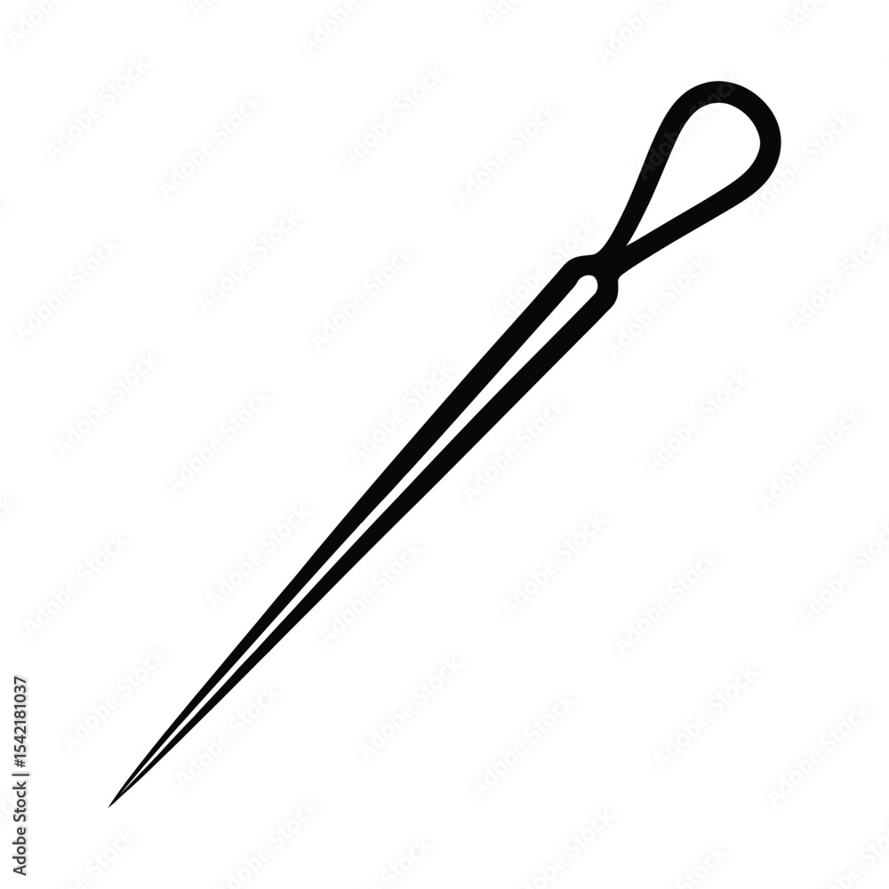 Naklejka premium Black and White Straight Pin Illustration Simple Line Drawing