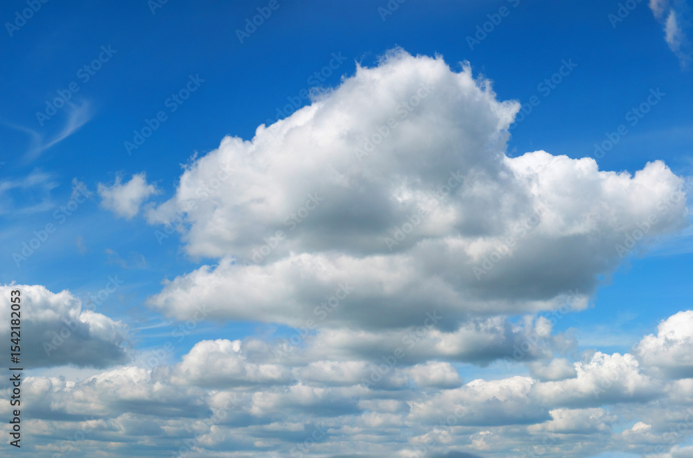 Fototapeta premium Blue sky and white clouds, wide panorama