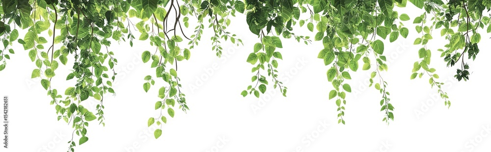 Obraz premium leaf hang on top with white backdrop.