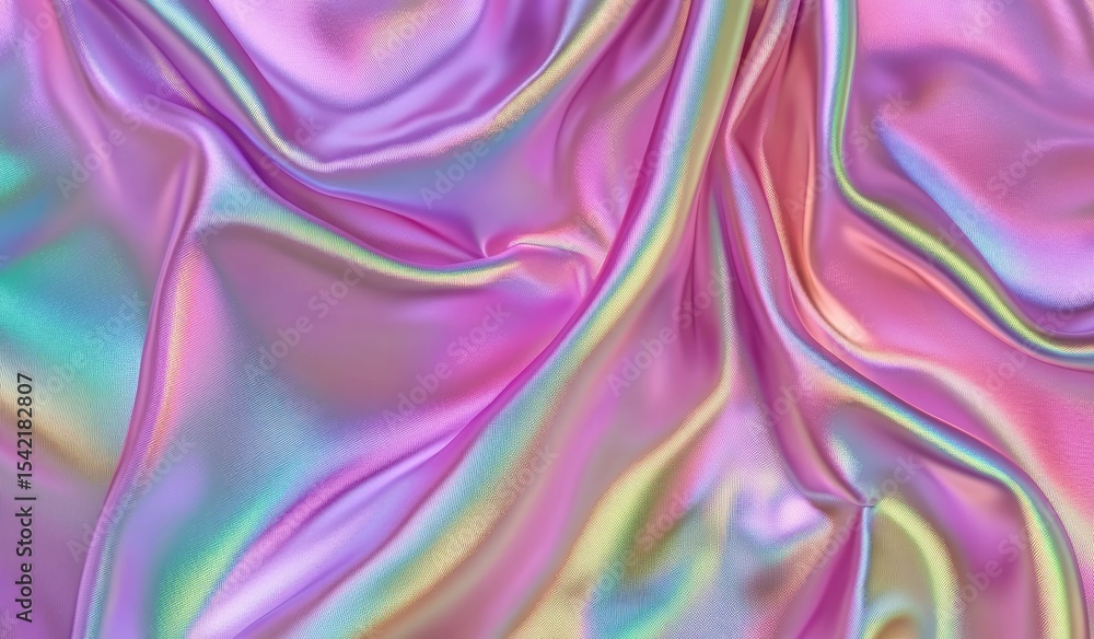 Obraz premium Soft, draped iridescent fabric. A mix of pastel pinks, purples, and greens