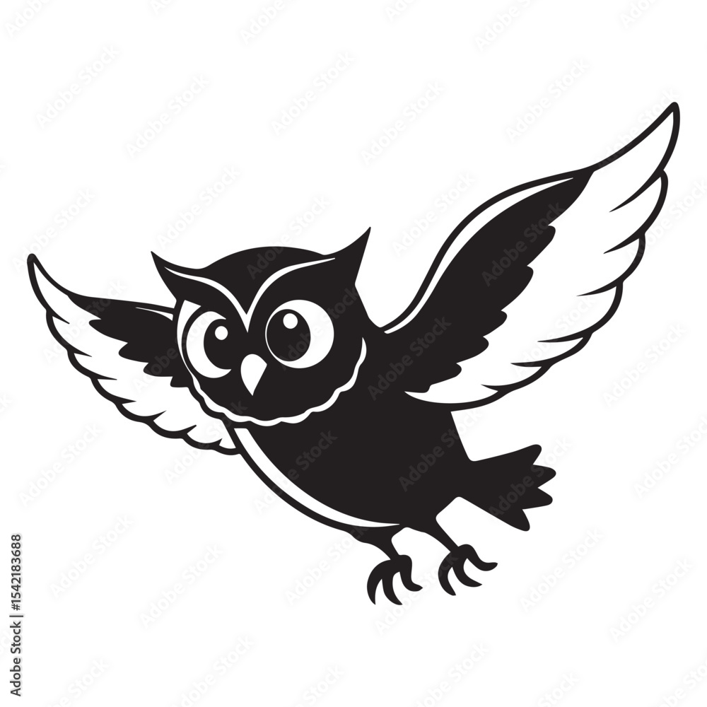 Obraz premium Owl silhouette vector illustration logo sticker tattoo