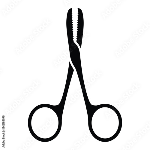 Black serrated forceps medical tool illustration tweezers