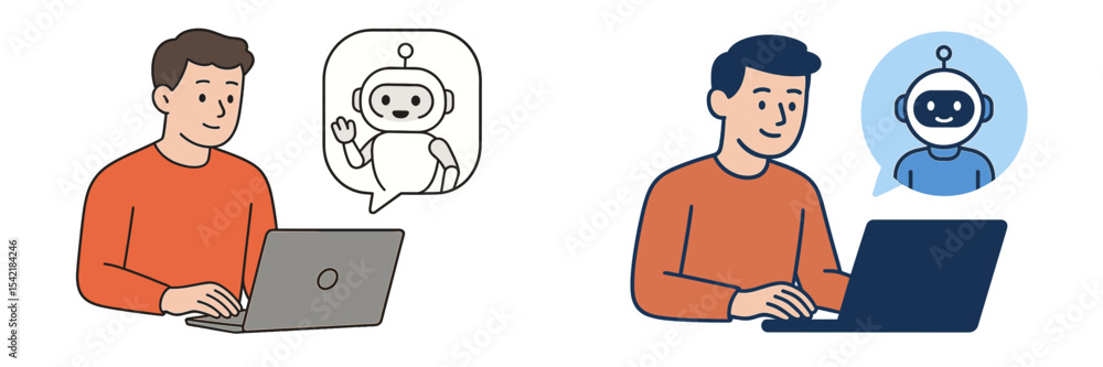 User engaging with chatbot technology while using a laptop in a modern workspace during the day User engaging with chatbot technology while using a laptop in a modern workspace during the day