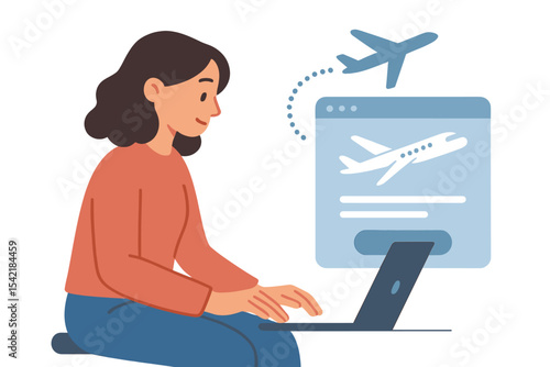 Person booking a flight online while sitting at a laptop in a cozy indoor setting during the day