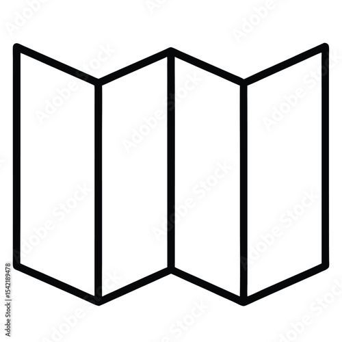 Thin Stroke Icon of a Map Folded Open