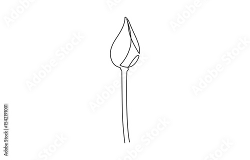 Continuous one line drawing of a lotus bud on white background vector illustration, Continuous one line drawing of a lotus bud on white background.