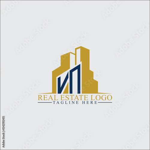 Modern VN Real Estate Logo Design with Building Silhouettes