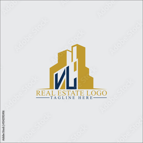 Modern VL Real Estate Logo Design with Building Silhouettes