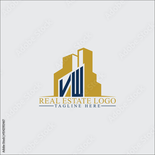 Modern VA Real Estate Logo Design with Building Silhouettes
