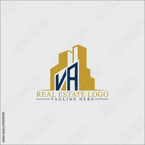 Modern VA Real Estate Logo Design with Building Silhouettes